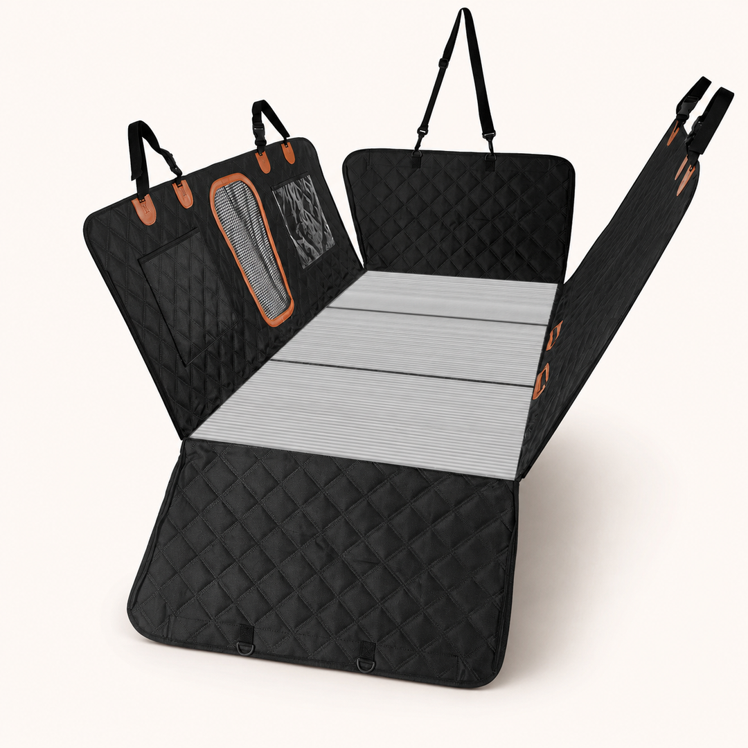 CabinBridge three-panel hard-bottom backseat extender in 600D black