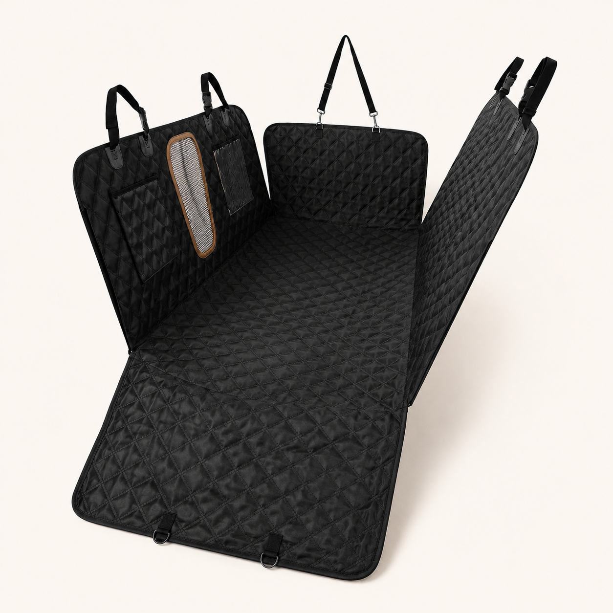 DODOROAM Standard black flexible dog car seat cover and backseat hammock with no rigid panels