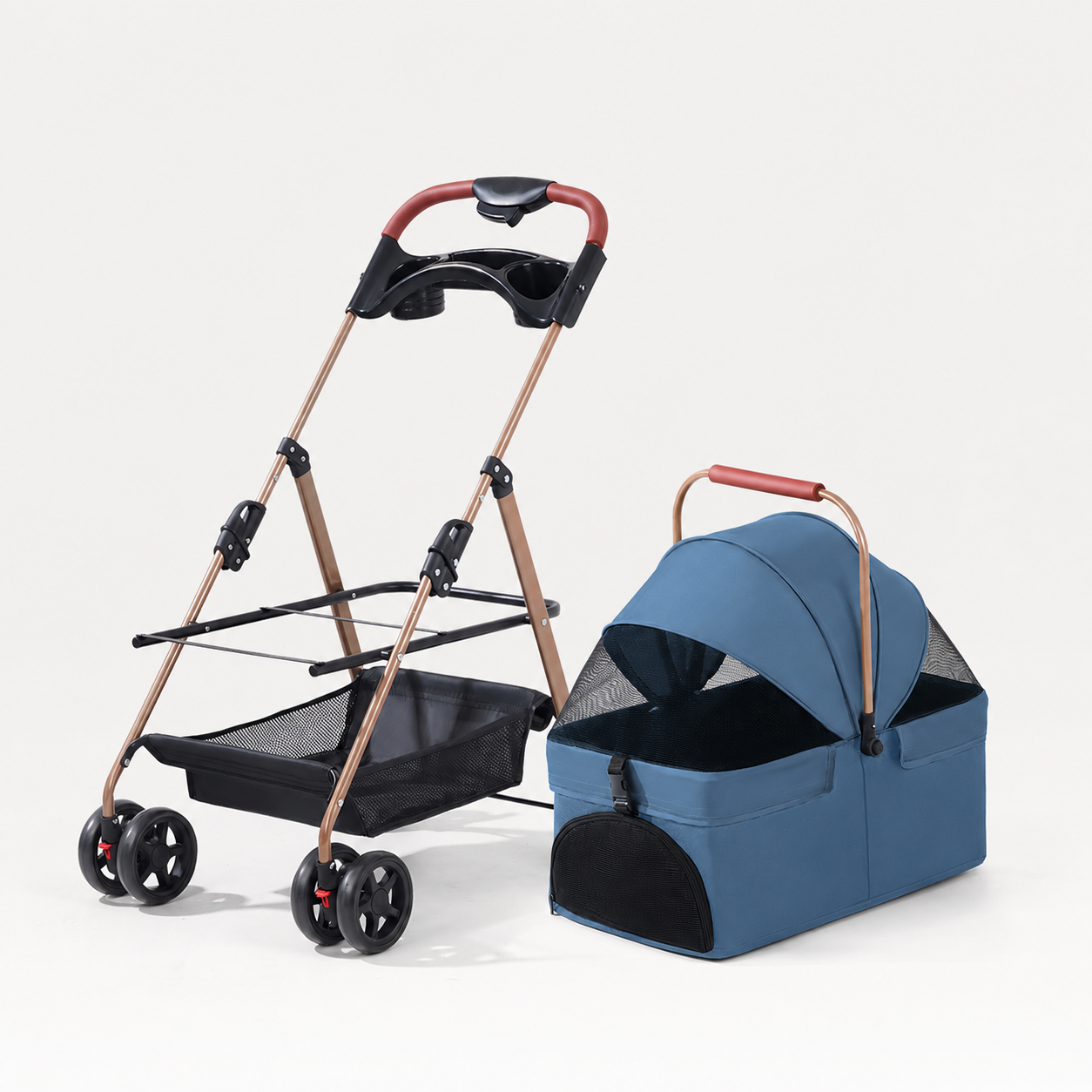 RoamNook detachable pet stroller in blue